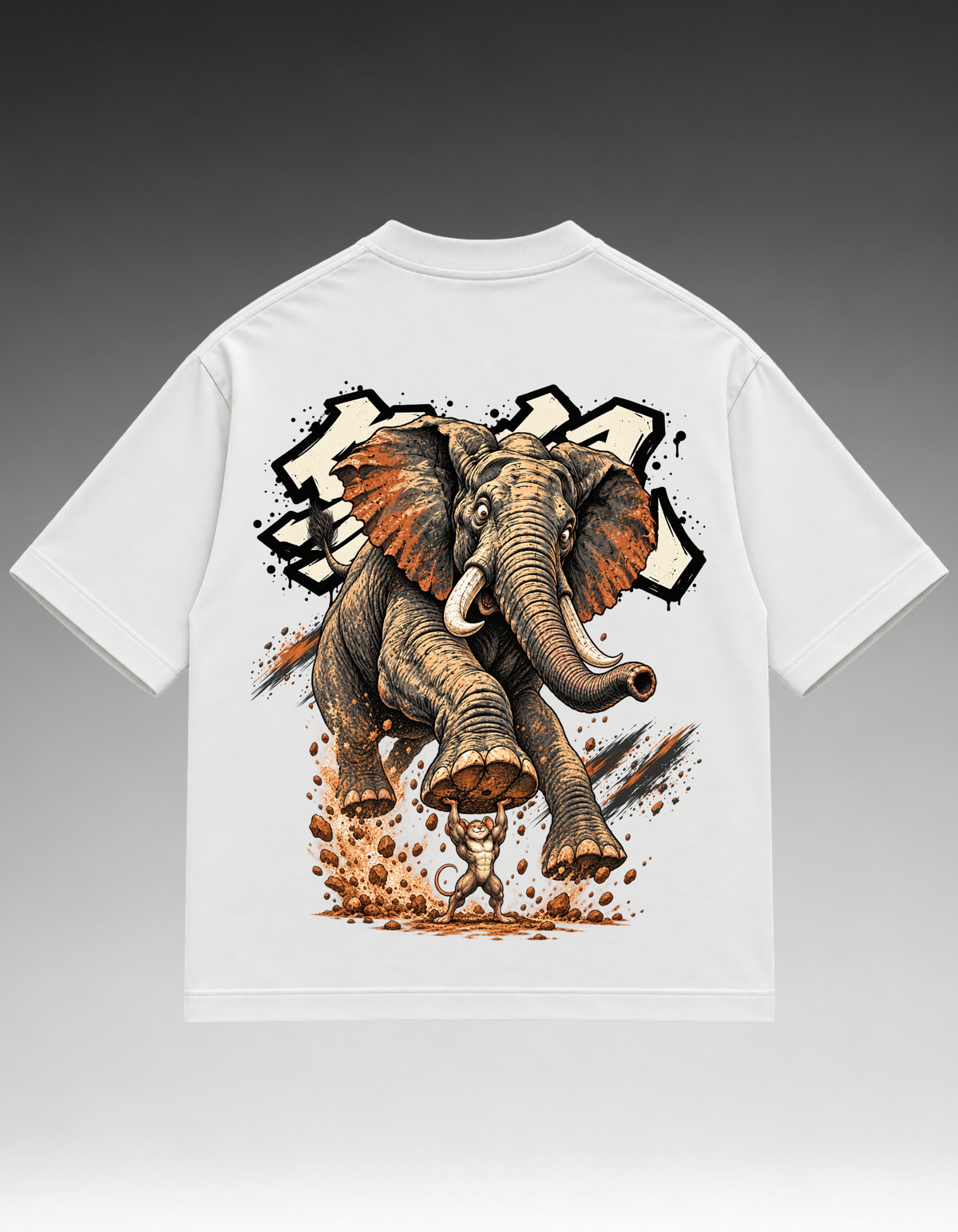 Camiseta Oversized - Elefante/Rato