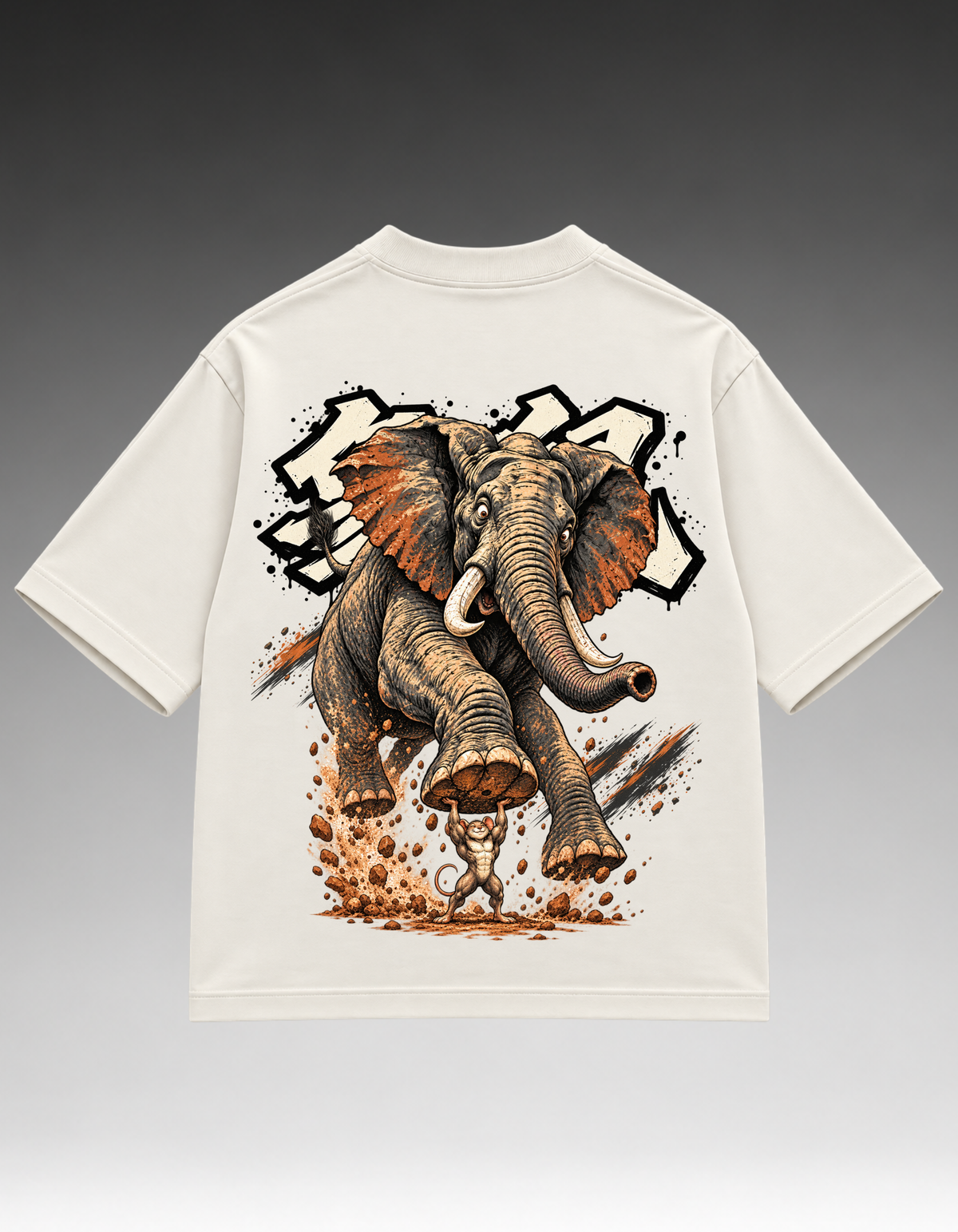 Camiseta Oversized - Elefante/Rato