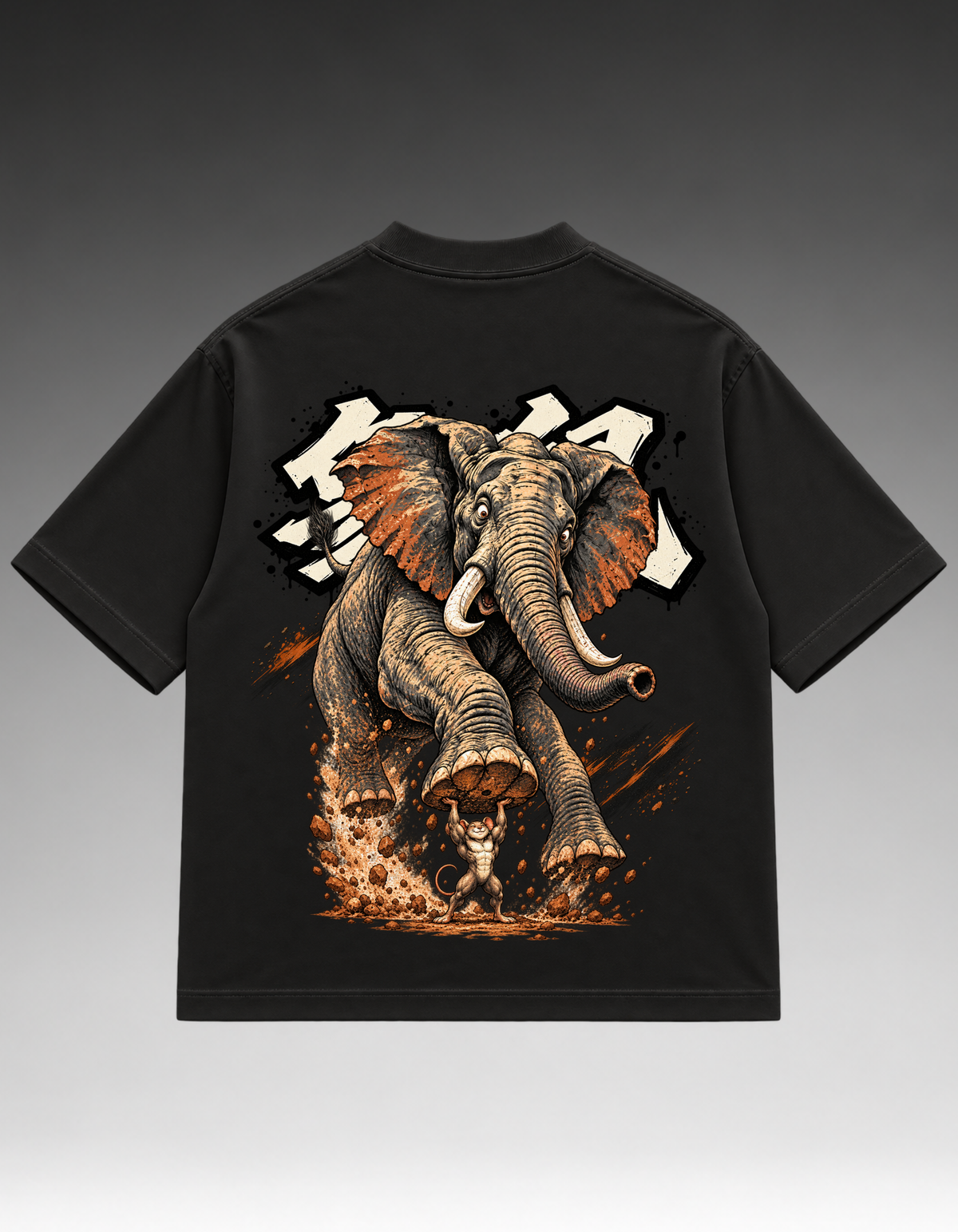 Camiseta Oversized - Elefante/Rato
