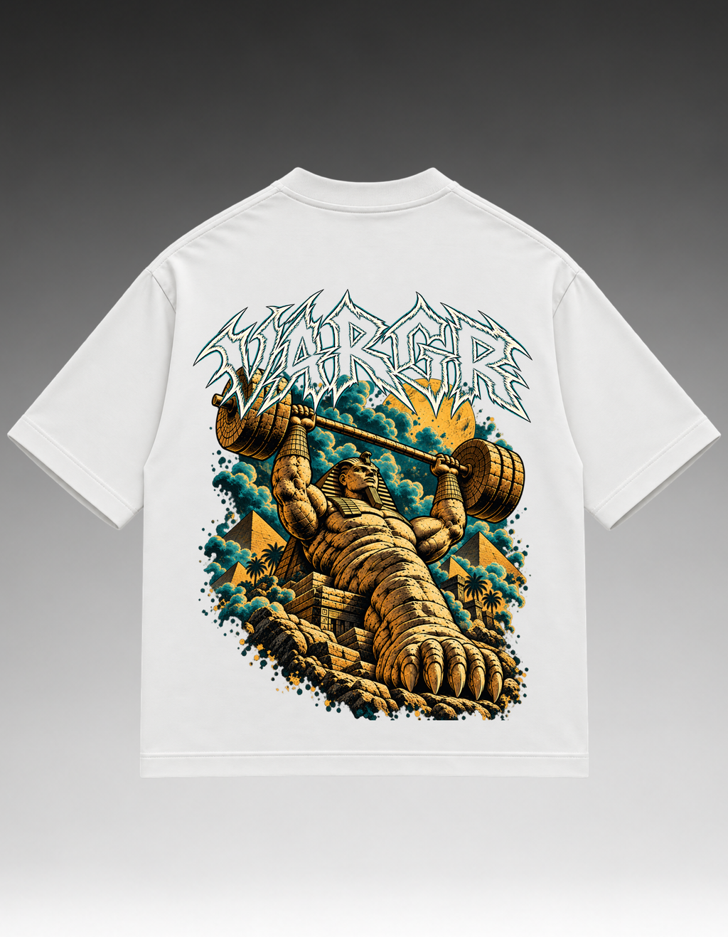 Camiseta Oversized - Estatua do faraó no supino